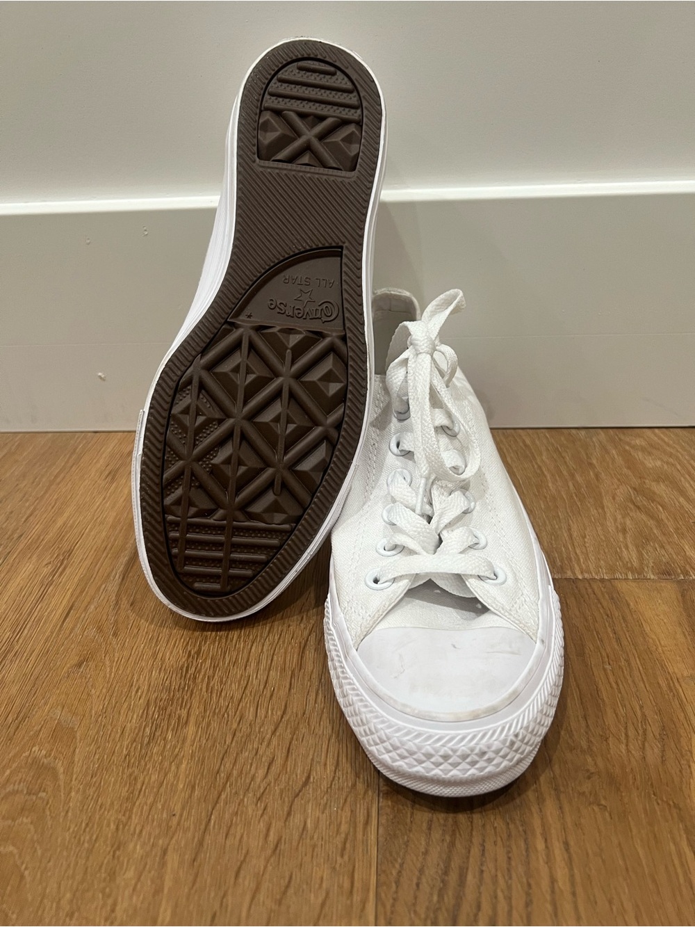 Converse White Canvas Sneakers with Blue Logo